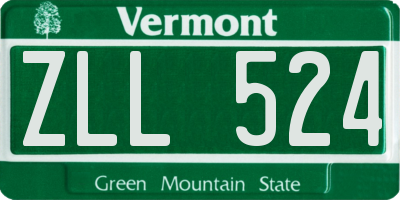 VT license plate ZLL524