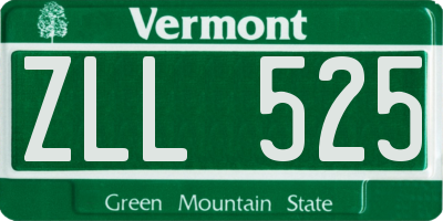VT license plate ZLL525