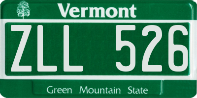 VT license plate ZLL526