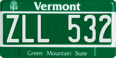 VT license plate ZLL532