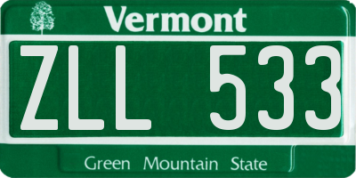 VT license plate ZLL533