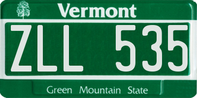 VT license plate ZLL535
