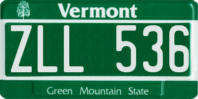 VT license plate ZLL536