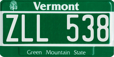 VT license plate ZLL538