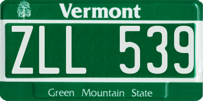 VT license plate ZLL539