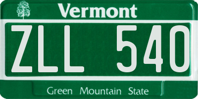 VT license plate ZLL540