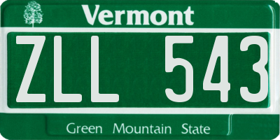 VT license plate ZLL543