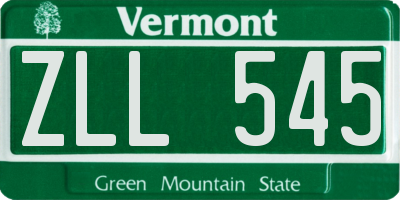VT license plate ZLL545