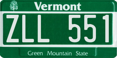 VT license plate ZLL551