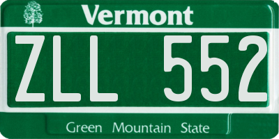 VT license plate ZLL552