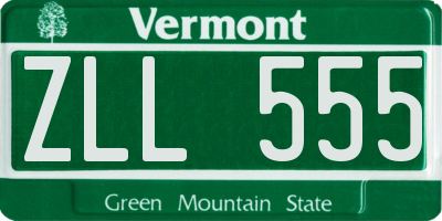 VT license plate ZLL555