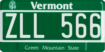 VT license plate ZLL566