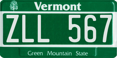 VT license plate ZLL567