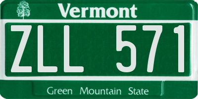 VT license plate ZLL571