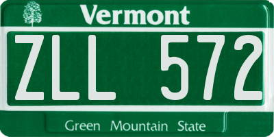 VT license plate ZLL572