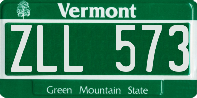 VT license plate ZLL573