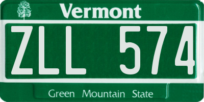 VT license plate ZLL574