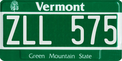VT license plate ZLL575