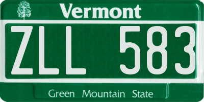 VT license plate ZLL583