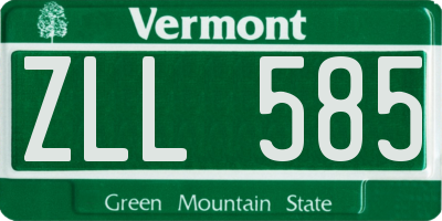 VT license plate ZLL585