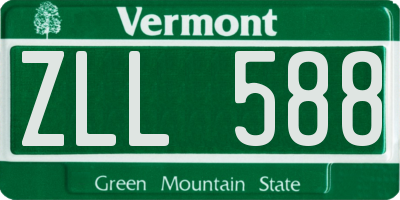 VT license plate ZLL588