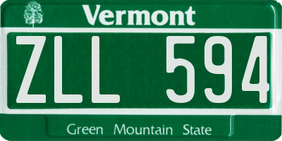 VT license plate ZLL594