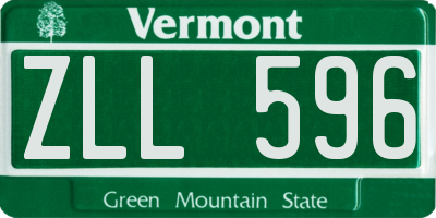 VT license plate ZLL596