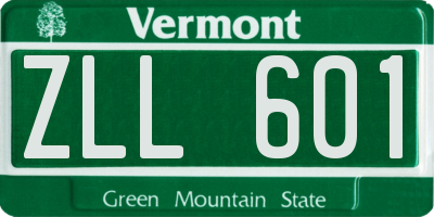 VT license plate ZLL601