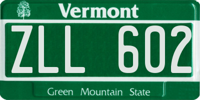 VT license plate ZLL602
