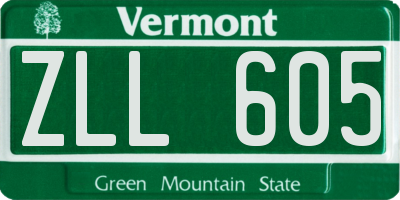 VT license plate ZLL605