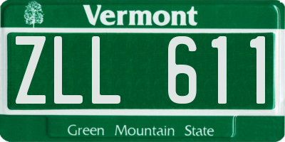 VT license plate ZLL611