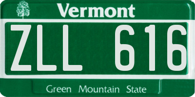 VT license plate ZLL616