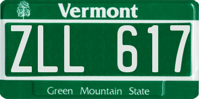 VT license plate ZLL617