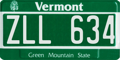 VT license plate ZLL634