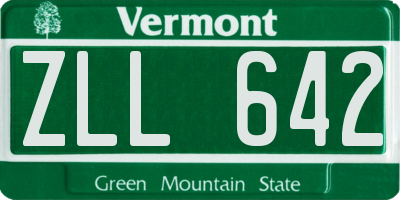 VT license plate ZLL642