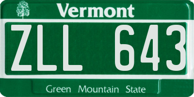 VT license plate ZLL643