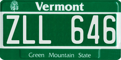 VT license plate ZLL646