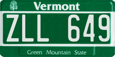 VT license plate ZLL649