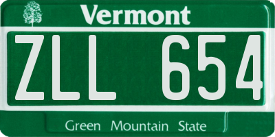 VT license plate ZLL654