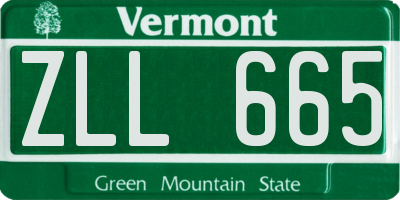 VT license plate ZLL665
