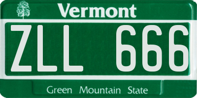 VT license plate ZLL666