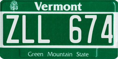 VT license plate ZLL674