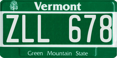 VT license plate ZLL678
