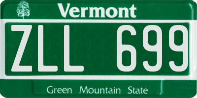VT license plate ZLL699