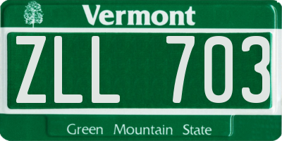 VT license plate ZLL703