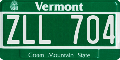 VT license plate ZLL704