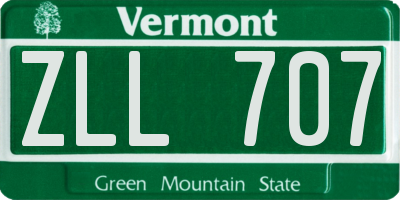 VT license plate ZLL707