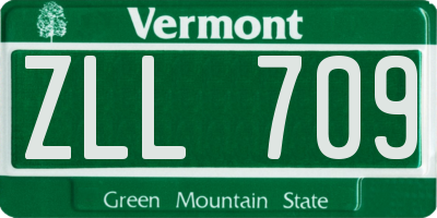VT license plate ZLL709