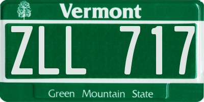 VT license plate ZLL717