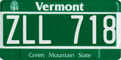 VT license plate ZLL718